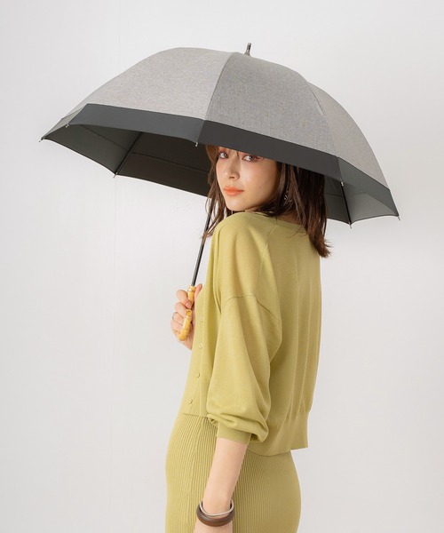 macocca(マコッカ)の「完全遮光晴雨兼用 ショート傘 ダンガリー無地切替(長傘・レディース・ベージュ/ネイビー/グレー/ピンク/ブルー・FREE)」の2枚目の写真