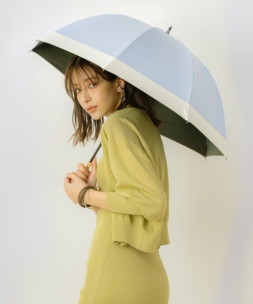 macocca(マコッカ)の「完全遮光晴雨兼用 ショート傘 ダンガリー無地切替(長傘・レディース・ベージュ/ネイビー/グレー/ピンク/ブルー・FREE)」の5枚目の写真