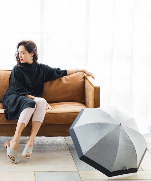 macocca(マコッカ)の「完全遮光晴雨兼用 ショート傘 ダンガリー無地切替(長傘・レディース・ベージュ/ネイビー/グレー/ピンク/ブルー・FREE)」の12枚目の写真