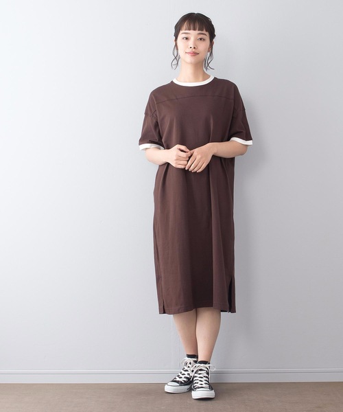 OUTDOOR PRODUCTS(アウトドアプロダクツ)の「リンガーワンピース(ワンピース・レディース・ホワイト/チャコールグレー/ブラウン・MEDIUM/LARGE)」の3枚目の写真