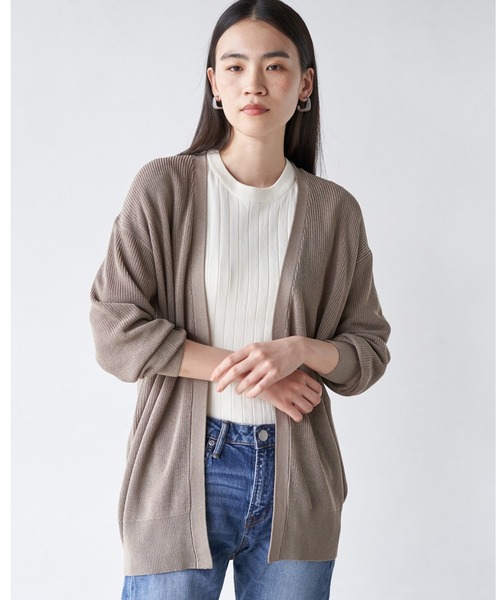 AMERICAN HOLIC（アメリカンホリック）の「片畦ニットニュアンスカーディガン＊（カーディガン/ボレロ・レディース・ブラック/ネイビー/ブラウン/アイボリー/モカ・MEDIUM/LARGE）」の5枚目の写真