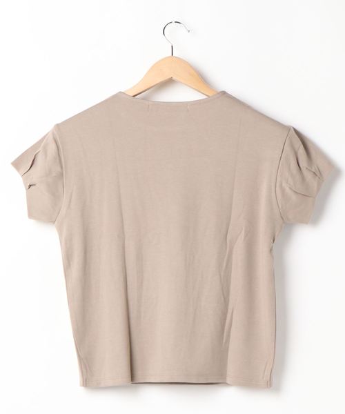 KOBE LETTUCE(コウベレタス)の「前身二重袖タックカットソートップス(Tシャツ/カットソー・レディース・オフホワイト/オレンジ/グレイッシュベージュ/イエロー系その他/ネイビー/ブラック・FREE)」の7枚目の写真