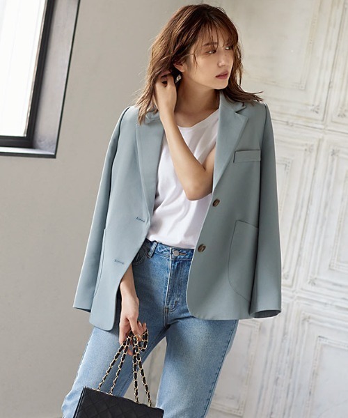 KOBE LETTUCE(コウベレタス)の「マーブルボタンテーラードジャケット(テーラードジャケット・レディース・ブラウン系その他/ブルー系その他/チャコール・FREE)」の3枚目の写真