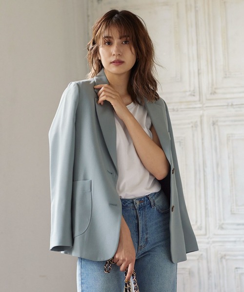 KOBE LETTUCE(コウベレタス)の「マーブルボタンテーラードジャケット(テーラードジャケット・レディース・ブラウン系その他/ブルー系その他/チャコール・FREE)」の12枚目の写真