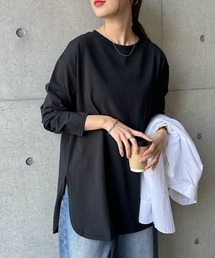 andme（アンドミー）の「USAコットン長袖オーバーサイズ裾ラウンドTシャツ（Tシャツ/カットソー）」