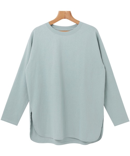 USAコットン長袖オーバーサイズ裾ラウンドTシャツ andme tシャツ USAコットン長袖オーバーサイズ裾ラウンドTシャツ