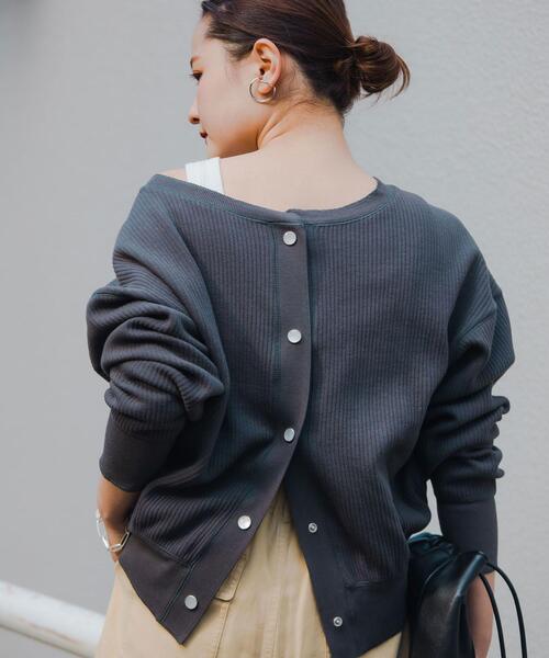 green label relaxing（グリーンレーベルリラクシング）の「CFC ドットボダン 3WAY プルオーバー カーディガン（カーディガン/ボレロ・レディース・オフホワイト/ダークグレー/コバルトブルー/レッド・FREE）」の2枚目の写真