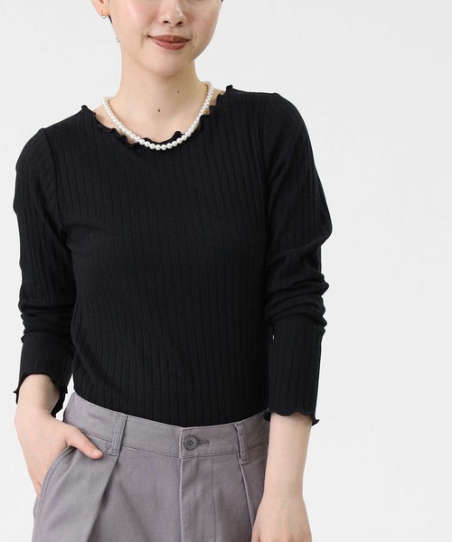 HONEYSUCKLE ROSE（ハニーサックルローズ）の「【HONEYSUCKLE ROSE】メローロンＴ（Tシャツ/カットソー・レディース・ホワイト/ブラック/パープル・M/L）」の3枚目の写真