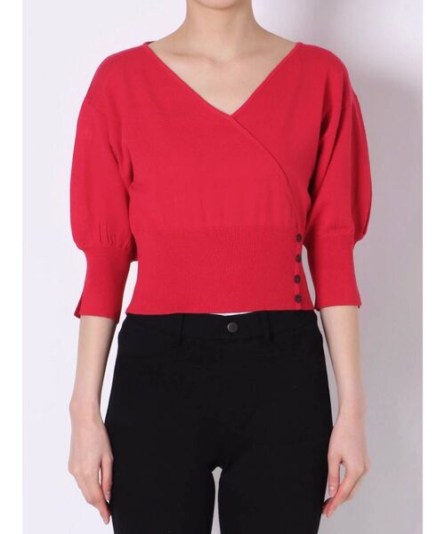 MERCURYDUO(マーキュリーデュオ)の「カシュクールコンパクトニット(ニット/セーター・レディース・オフホワイト/レッド/ピンク/ネイビー・FREE)」の9枚目の写真