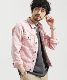 ブランド古着 メンズのデニムジャケット ピンク 桃色系 古着通販 Zozoused