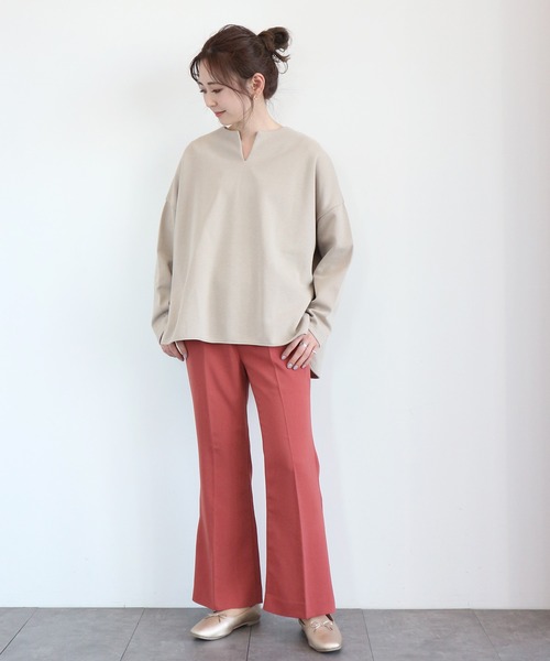 AMERICAN HOLIC(アメリカンホリック)の「キーネックポンチプルオーバー(Tシャツ/カットソー・レディース・アイボリー/チャコールグレー/ライトベージュ・FREE)」の12枚目の写真