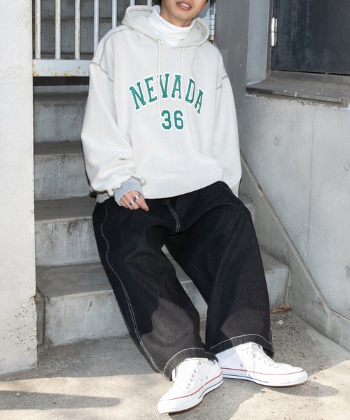 PairPair（ペアペア）の「ヘビーウェイトBIGロゴパーカー(ユニセックス)（パーカー・メンズ・ベージュ/ライトグレー・FREE）」の10枚目の写真