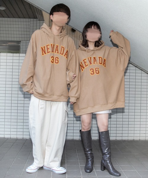 PairPair（ペアペア）の「ヘビーウェイトBIGロゴパーカー(ユニセックス)（パーカー・メンズ・ベージュ/ライトグレー・FREE）」の15枚目の写真