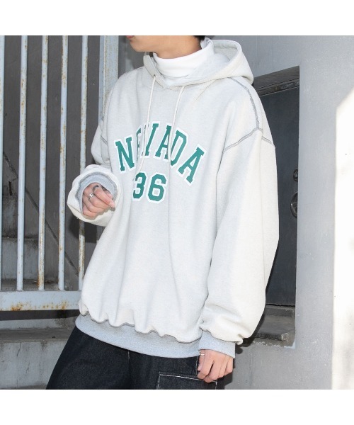 PairPair（ペアペア）の「ヘビーウェイトBIGロゴパーカー(ユニセックス)（パーカー・メンズ・ベージュ/ライトグレー・FREE）」の12枚目の写真