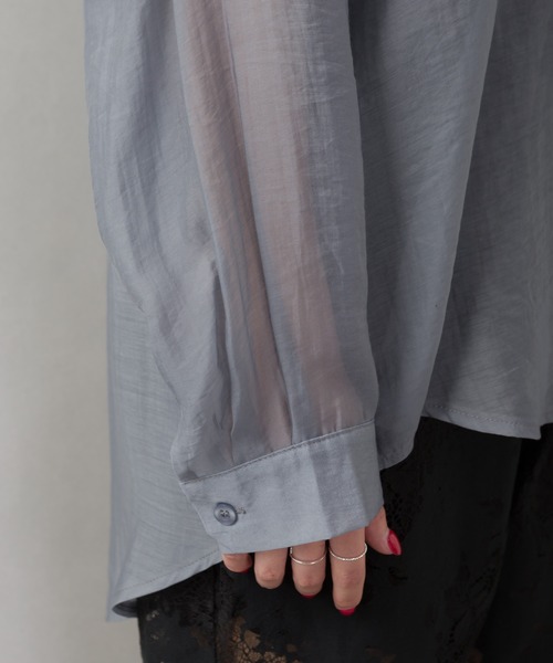 SpRay(スプレイ)の「シアーシャツ(シャツ/ブラウス・レディース・ベージュ/ブラック/グリーン/グレー/ホワイト/レンガ・FREE)」の11枚目の写真