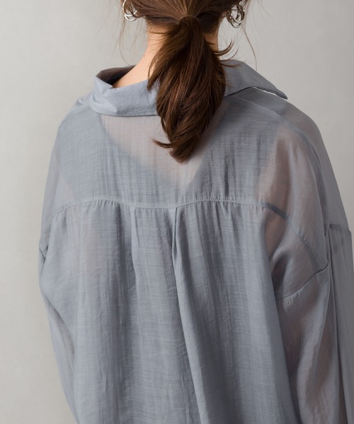 SpRay(スプレイ)の「シアーシャツ(シャツ/ブラウス・レディース・ベージュ/ブラック/グリーン/グレー/ホワイト/レンガ・FREE)」の12枚目の写真