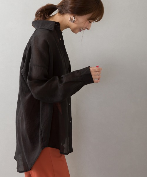 SpRay(スプレイ)の「シアーシャツ(シャツ/ブラウス・レディース・ベージュ/ブラック/グリーン/グレー/ホワイト/レンガ・FREE)」の15枚目の写真