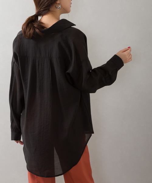 SpRay(スプレイ)の「シアーシャツ(シャツ/ブラウス・レディース・ベージュ/ブラック/グリーン/グレー/ホワイト/レンガ・FREE)」の16枚目の写真