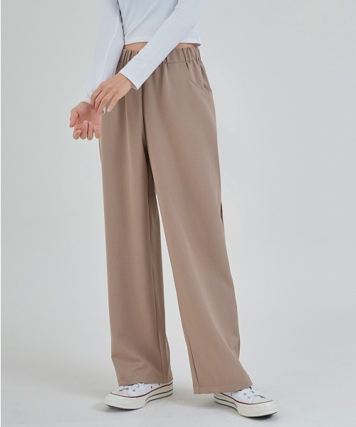 ACOVER（オコボ）の「A'GEM/9 × .kom『ACOVER/オコボ』WIDE BANDING SLACKS/バンディング ワイドスラックスパンツ（スラックス・レディース・ブラック/チャコールグレー/ベージュ・FREE）」の3枚目の写真