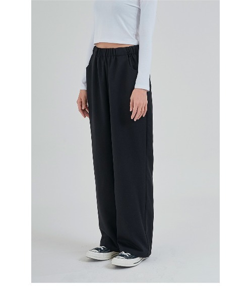 ACOVER（オコボ）の「A'GEM/9 × .kom『ACOVER/オコボ』WIDE BANDING SLACKS/バンディング ワイドスラックスパンツ（スラックス・レディース・ブラック/チャコールグレー/ベージュ・FREE）」の5枚目の写真