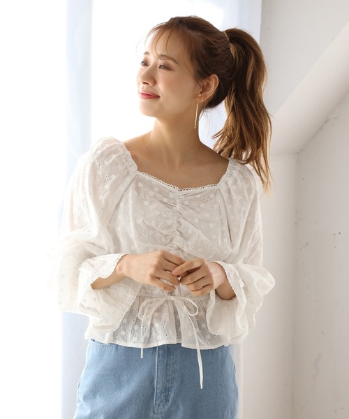 one after another NICE CLAUP（ワンアフターアナザーナイスクラップ）の「チロルレースブラウス（シャツ/ブラウス・レディース・ブラック/ベージュ/オフホワイト/ラベンダー・FREE）」の10枚目の写真
