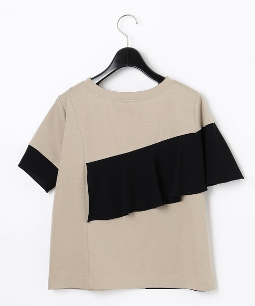 Diagram（ダイアグラム）の「バイカラーフリルカットトップ（Tシャツ/カットソー・レディース・ホワイト/ベージュ・36）」の4枚目の写真