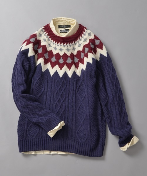 SHIPS JET BLUE（シップスジェットブルー）の「SHIPS JET BLUE(シップス ジェットブルー): ホールガーメント クルーネックニット■（ニット/セーター・メンズ・グレー系その他/ナチュラル/ネイビー/ワイン・SMALL/MEDIUM/LARGE）」の3枚目の写真