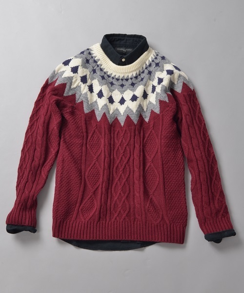 SHIPS JET BLUE（シップスジェットブルー）の「SHIPS JET BLUE(シップス ジェットブルー): ホールガーメント クルーネックニット■（ニット/セーター・メンズ・グレー系その他/ナチュラル/ネイビー/ワイン・SMALL/MEDIUM/LARGE）」の4枚目の写真