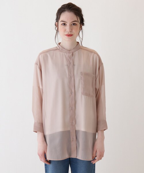 Cutie Blonde（キューティーブロンド）の「◆【S-L/2点セット】シアーチュニックシャツ＋Tシャツ（その他トップス・レディース・サックスブルー/オフホワイト/ベージュ・02/03/01/04）」の10枚目の写真