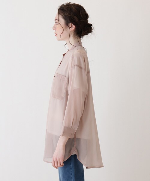 Cutie Blonde（キューティーブロンド）の「◆【S-L/2点セット】シアーチュニックシャツ＋Tシャツ（その他トップス・レディース・サックスブルー/オフホワイト/ベージュ・02/03/01/04）」の4枚目の写真