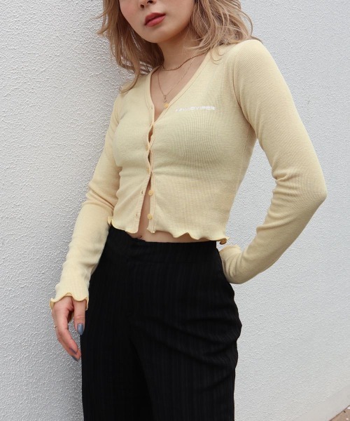 FIG&VIPER（フィグアンドバイパー）の「メロウショートカーデ（カーディガン/ボレロ・レディース・ホワイト/パープル/イエロー/ピンク/ブルー・FREE）」の16枚目の写真