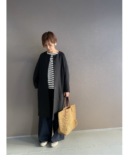 BEARDSLEY（ビアズリー）の「ダブルクロスマルコート（ノーカラーコート・レディース・ブラック/アイボリー・FREE）」の21枚目の写真