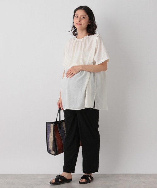 LEPSIM（レプシィム）の「マタニティ／ランダムリブイージーパンツ　941348（マタニティウェア/グッズ・レディース・アイボリー/ベージュ/ブラック・FREE）」の10枚目の写真