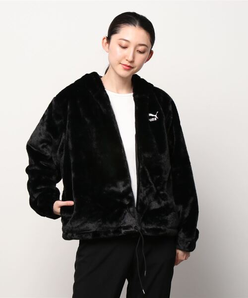 PUMA CLASSICS FAUX FUR FULL-ZIP HOO / プーマ クラシックス ファー フルジップ フーディー