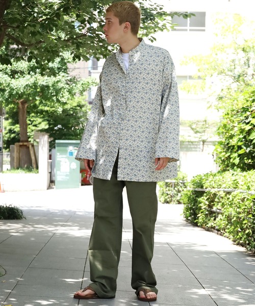 ROOP TOKYO by Hayato(ループトウキョウバイハヤト)の「ROOPTOKYO by Hayato Printed China Shirts ブロード総柄 チャイナシャツ カジュアル ユニセックス(シャツ/ブラウス・メンズ・ブラック/アイボリー/シャーベット・M/L)」の11枚目の写真