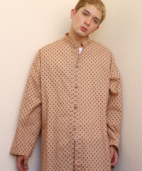 ROOP TOKYO by Hayato(ループトウキョウバイハヤト)の「ROOPTOKYO by Hayato Printed China Shirts ブロード総柄 チャイナシャツ カジュアル ユニセックス(シャツ/ブラウス・メンズ・ブラック/アイボリー/シャーベット・M/L)」の10枚目の写真