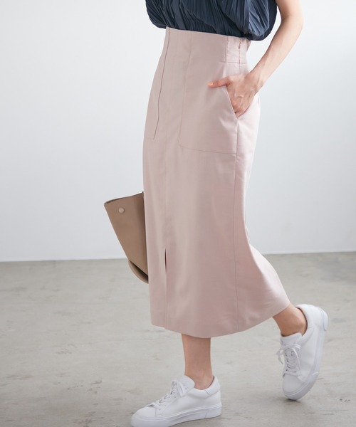 ROPE'（ロペ）の「【今から春まで使える】【洗える】スラブストレッチハイウエストタイトスカート（スカート・レディース・ライトグレー/ベージュ/ブルー系その他4/ピンク・34/36/38/40）」の4枚目の写真