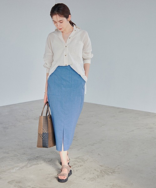 ROPE'（ロペ）の「【今から春まで使える】【洗える】スラブストレッチハイウエストタイトスカート（スカート・レディース・ライトグレー/ベージュ/ブルー系その他4/ピンク・34/36/38/40）」の18枚目の写真