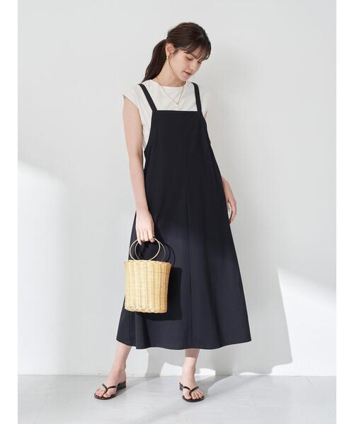 YECCA VECCA（イェッカヴェッカ）の「・インナーsetサロペットワンピース＊（サロペット/オーバーオール・レディース・カーキ/ダークブラウン/ネイビー・FREE）」の6枚目の写真