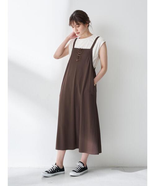 YECCA VECCA（イェッカヴェッカ）の「・インナーsetサロペットワンピース＊（サロペット/オーバーオール・レディース・カーキ/ダークブラウン/ネイビー・FREE）」の11枚目の写真