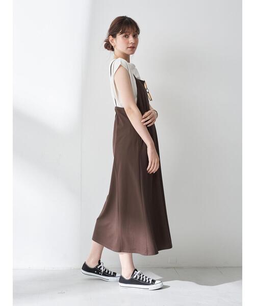 YECCA VECCA（イェッカヴェッカ）の「・インナーsetサロペットワンピース＊（サロペット/オーバーオール・レディース・カーキ/ダークブラウン/ネイビー・FREE）」の13枚目の写真