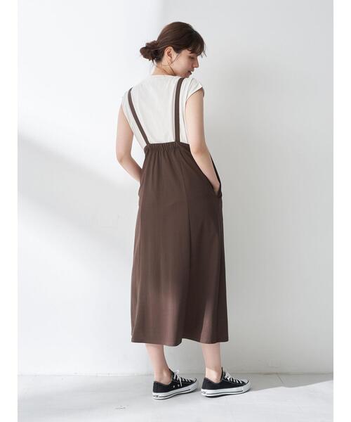 YECCA VECCA（イェッカヴェッカ）の「・インナーsetサロペットワンピース＊（サロペット/オーバーオール・レディース・カーキ/ダークブラウン/ネイビー・FREE）」の14枚目の写真