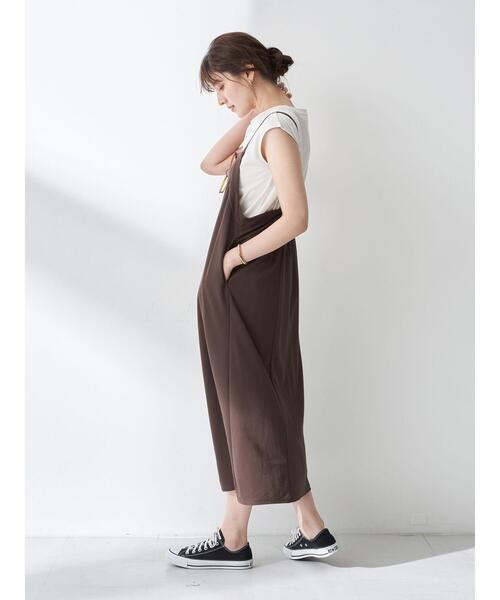 YECCA VECCA（イェッカヴェッカ）の「・インナーsetサロペットワンピース＊（サロペット/オーバーオール・レディース・カーキ/ダークブラウン/ネイビー・FREE）」の17枚目の写真