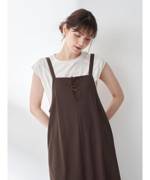 YECCA VECCA（イェッカヴェッカ）の「・インナーsetサロペットワンピース＊（サロペット/オーバーオール・レディース・カーキ/ダークブラウン/ネイビー・FREE）」の18枚目の写真