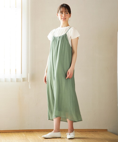 ENNEA（エンネア）の「【カールマイヤー】バックデザイン・ギャザーキャミワンピース（スカート・レディース・ベージュ/サックスブルー/オレンジ/グリーン/キャメル・38）」の8枚目の写真