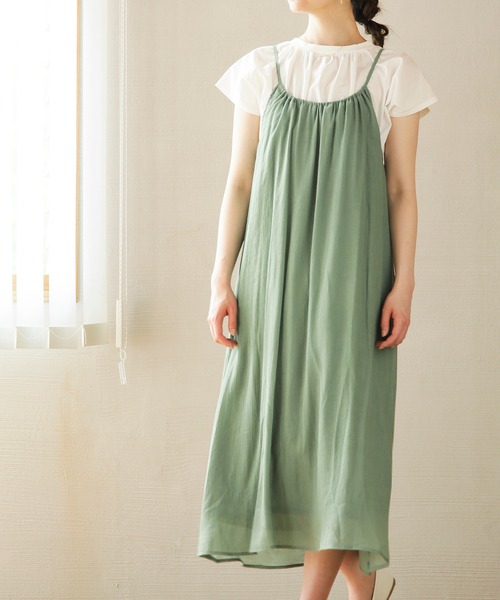 ENNEA（エンネア）の「【カールマイヤー】バックデザイン・ギャザーキャミワンピース（スカート・レディース・ベージュ/サックスブルー/オレンジ/グリーン/キャメル・38）」の10枚目の写真