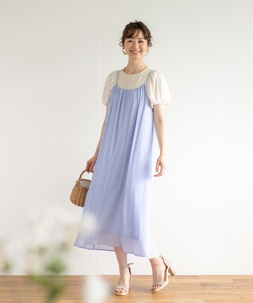 ENNEA（エンネア）の「【カールマイヤー】バックデザイン・ギャザーキャミワンピース（スカート・レディース・ベージュ/サックスブルー/オレンジ/グリーン/キャメル・38）」の15枚目の写真