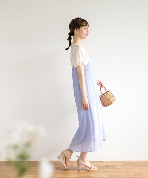 ENNEA（エンネア）の「【カールマイヤー】バックデザイン・ギャザーキャミワンピース（スカート・レディース・ベージュ/サックスブルー/オレンジ/グリーン/キャメル・38）」の16枚目の写真