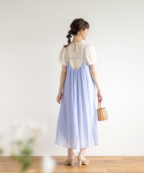 ENNEA（エンネア）の「【カールマイヤー】バックデザイン・ギャザーキャミワンピース（スカート・レディース・ベージュ/サックスブルー/オレンジ/グリーン/キャメル・38）」の17枚目の写真