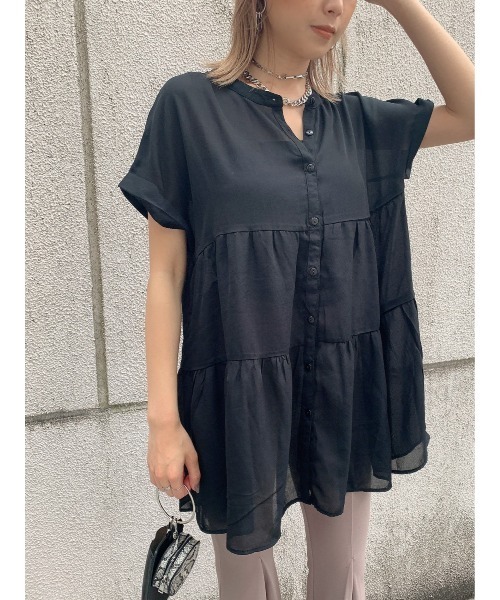LiSeek（リシーク）の「【LiSeeK】ティアードシフォンブラウス（シャツ/ブラウス・レディース・ホワイト/グレー/ブルー/ブラック・FREE）」の2枚目の写真